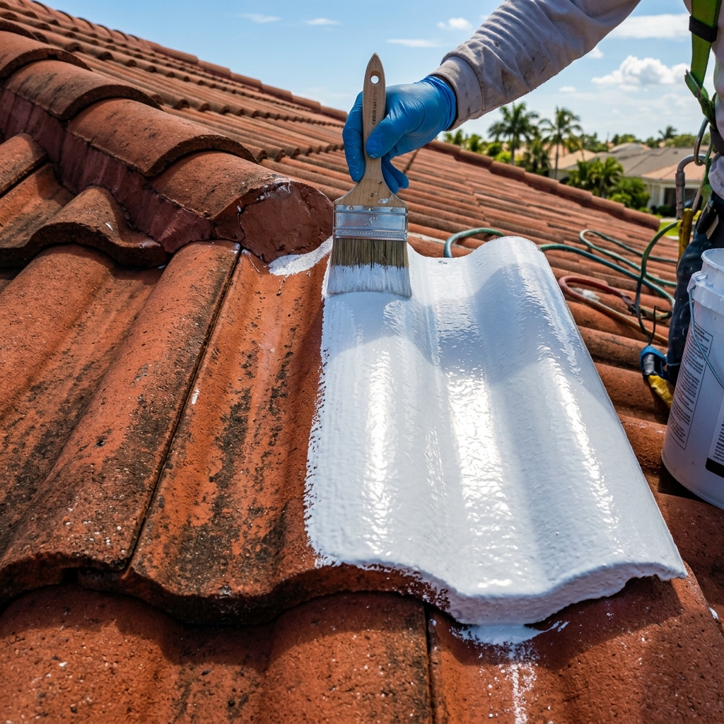 Solar-reflective roof coating applied to Port St. Lucie home — qualifies for Federal Energy Tax Credit Section 25C